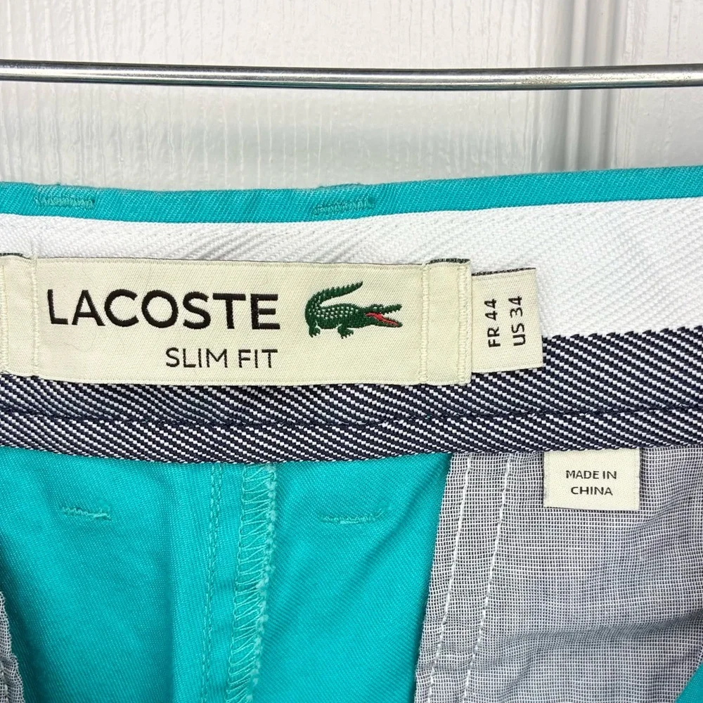 Lacoste Men’s Slim Fit Golf Shorts Turquoise Size 34 Flat Front